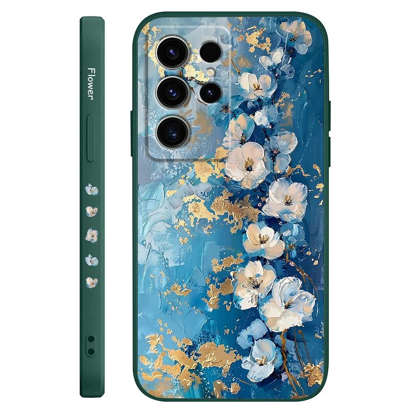 

Gold Leaf Flower Phone Case For Samsung Galaxy S25 FE S24 S23 S22 S21 S20 S10 S10E Ultra Plus FE Note 20 Ultra Plus Cover Galaxy S23 Plus