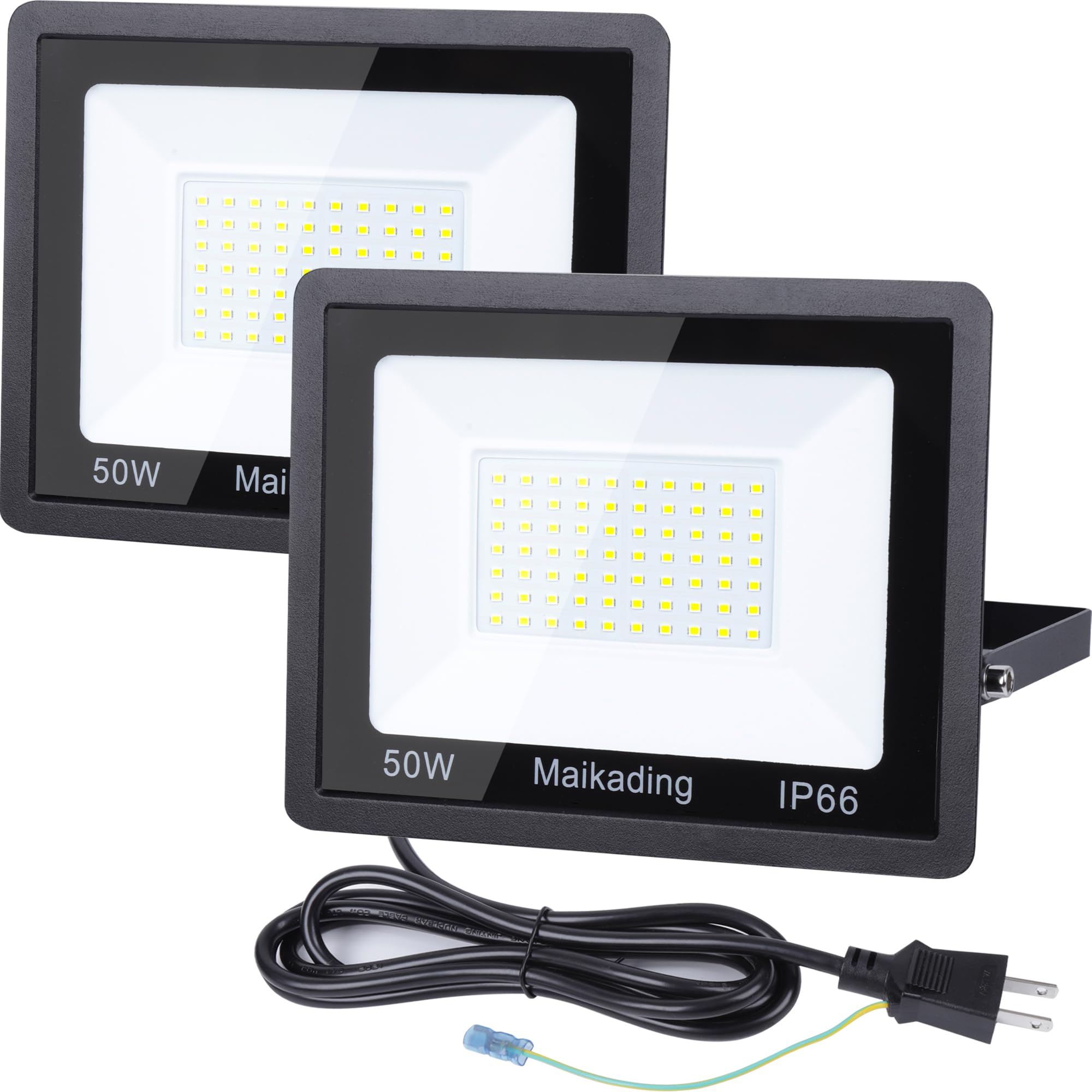 

Maikading LED Floodlight, 50W Work Light [Set of 2], 850W Equivalent, 8000LM, Slim Design, 2m Cord with Plug, PSE Compliant, Durable, Energy-Saving,