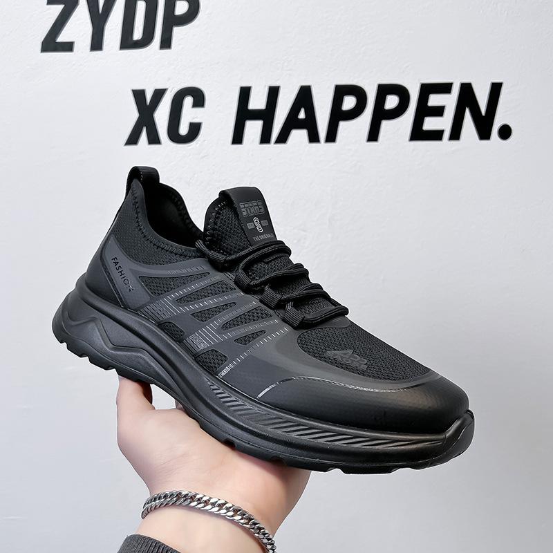 

2025 весна-лето мужские спортивные кроссовки для отдыха новые универсальные удобные дышащие сетчатые легкие мужские туфли черные 98812-A 38 чёрный
