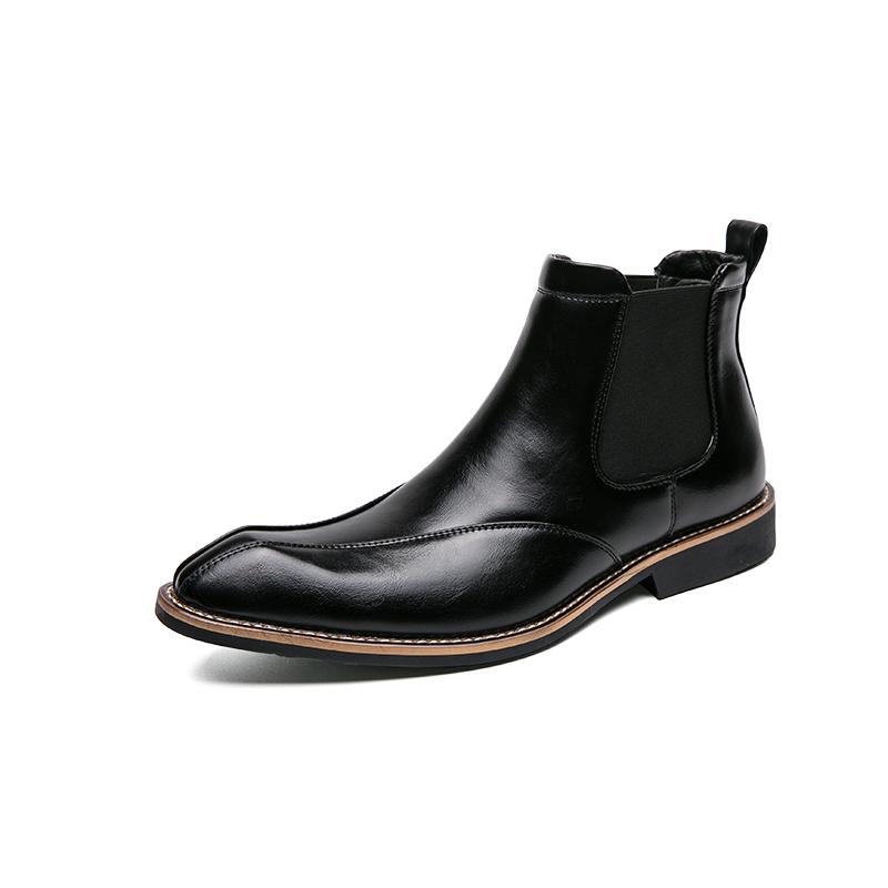 Chelsea Men Boots British Style Soft Leather Thick Bottom Ankle Boots Luxury Brand Design Black Wedding Party Social Men's Boots