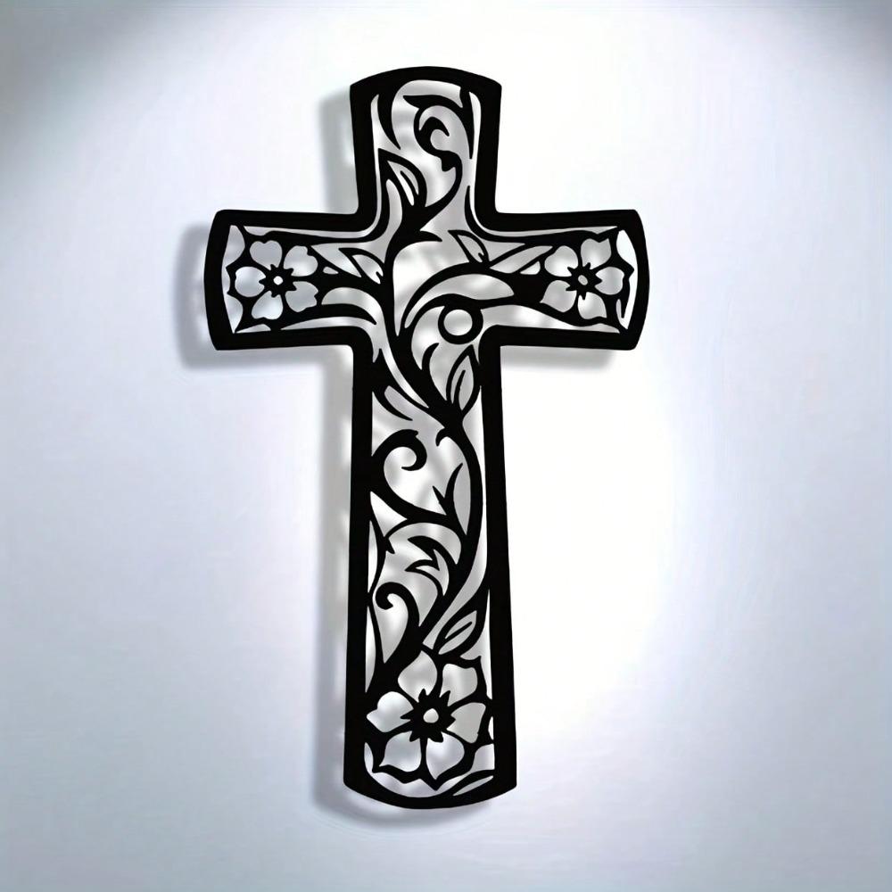 Abstract Cross Wall Art Metal Decor Filigree Grapevine Design Modern Spiritual Sculpture Office Living Room