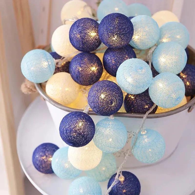USB LED Cotton Ball String Lights for Holiday Room Decoration