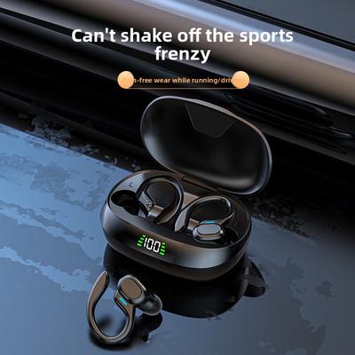TWS Ear-hook Wireless Bluetooth Earphones Non-in-ear Sports Running Long Battery Life Digital Display Noise Cancelling Earphones Earbud Type