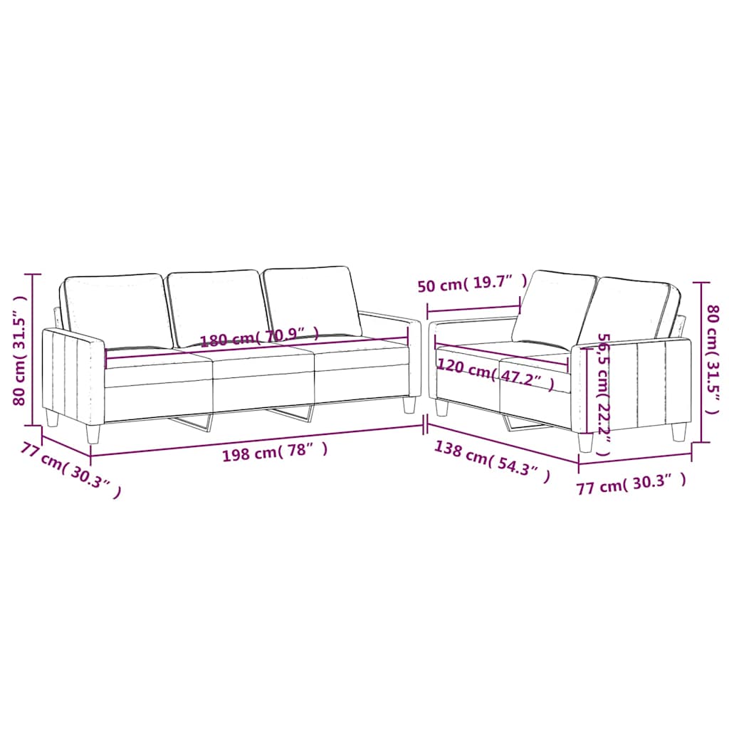 2 Piece Sofa Set with Cushions Blue Velvet