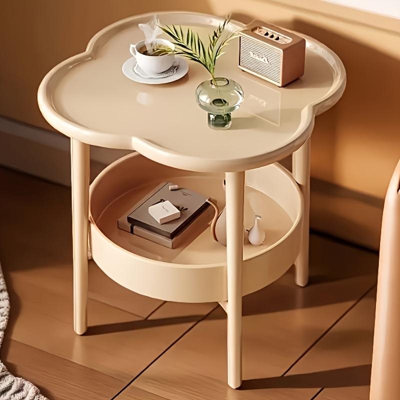 [Stylish Side Table] Stylish Modern Round Side Table with Storage Shelf | Space-Saving, Lightweight for Living Room, Bedroom