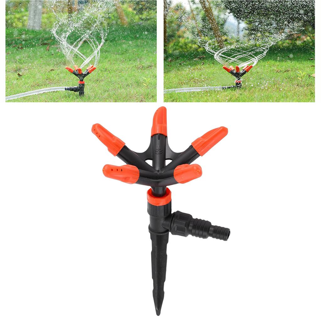Automatic Sprinkler Head 360 Degree Rotating 5 Nozzle Water Sprayer for Lawn Yard Irrigation Flower Vegetable Watering