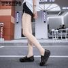 Women's Shoes Spring Genuine Leather Soft Outsole Work Shoes Female Black Swing Shoes Woman Plus Size Wedges Single Shoes