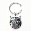 Lone Wolf Cat Ear Time Gem Keychain - Retro Style Unisex Alloy Keyring