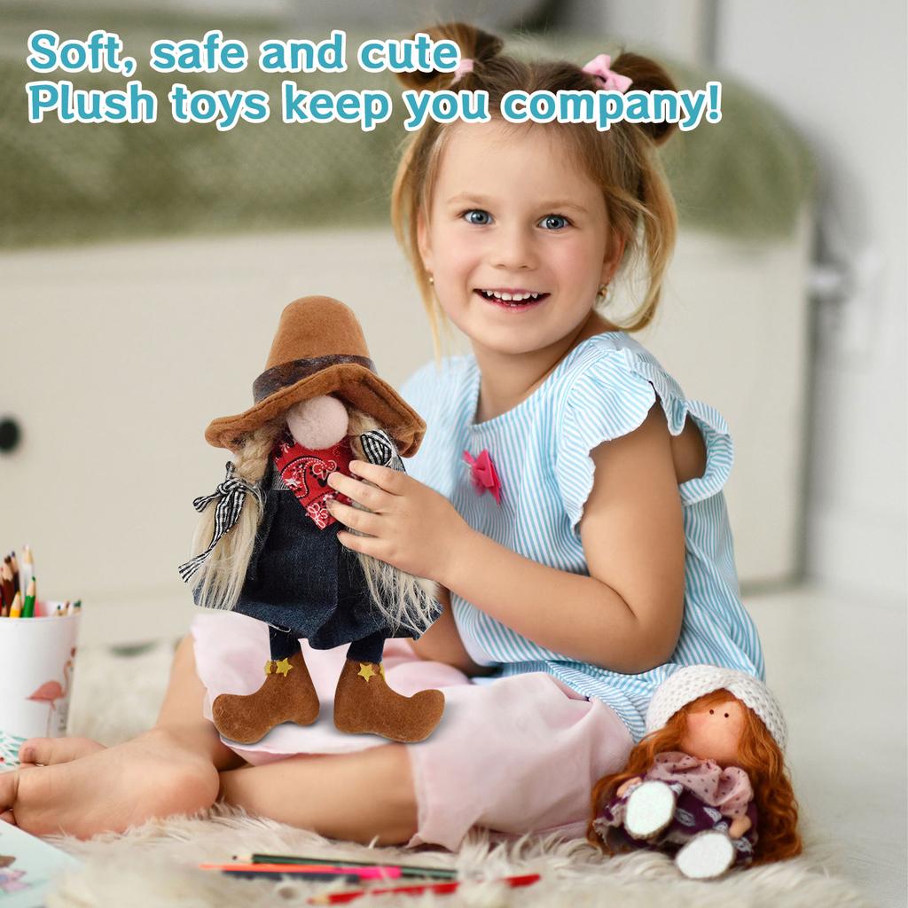 Cowboy Girl Goblin Faceless Doll Figurine, Fisherman Hat Goblin Gnome, Ludao Accessory