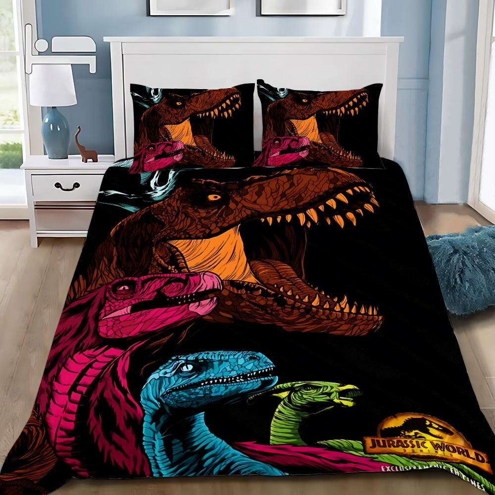 Heet J-Jurassic Dinosaurus Park Wereld Dekbedovertrek Kussensloop Dinosaurus Beddengoed Set Volwassen Jongen Meisje Slaapkamer Decoratie Enkel Dubbel
