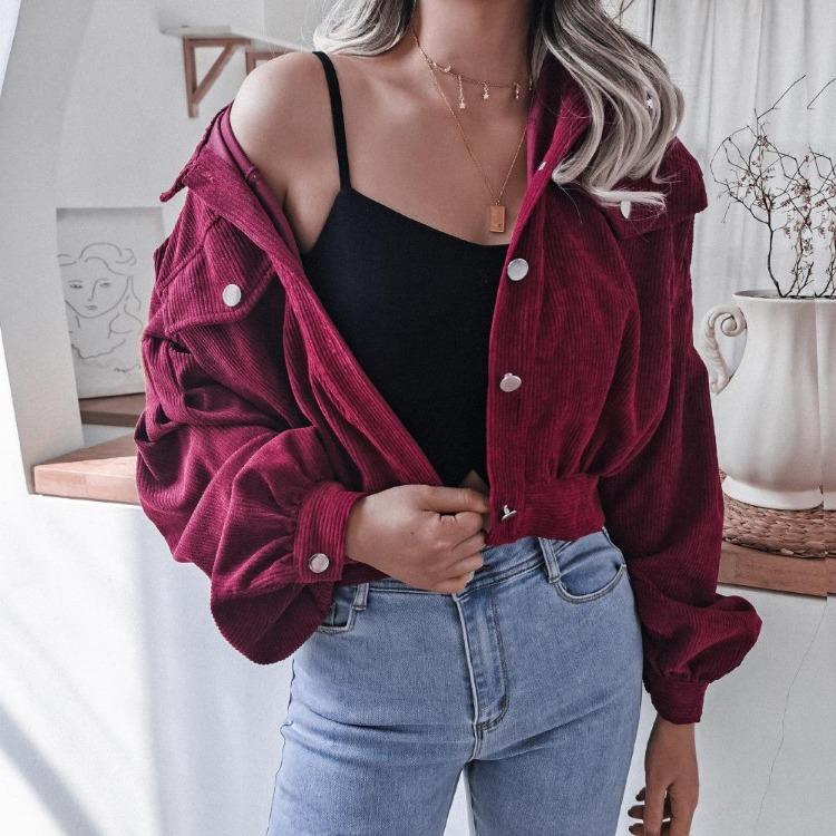 Y2K Vintage Jacket Women Autumn Winter Coat Fashion Casual Elegant Loose Short Balloon Sleeves High Street Amercian Jackets