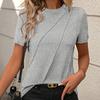 Ladies Summer Short Sleeve O Neck Solid Color Pullover T Shirt Top