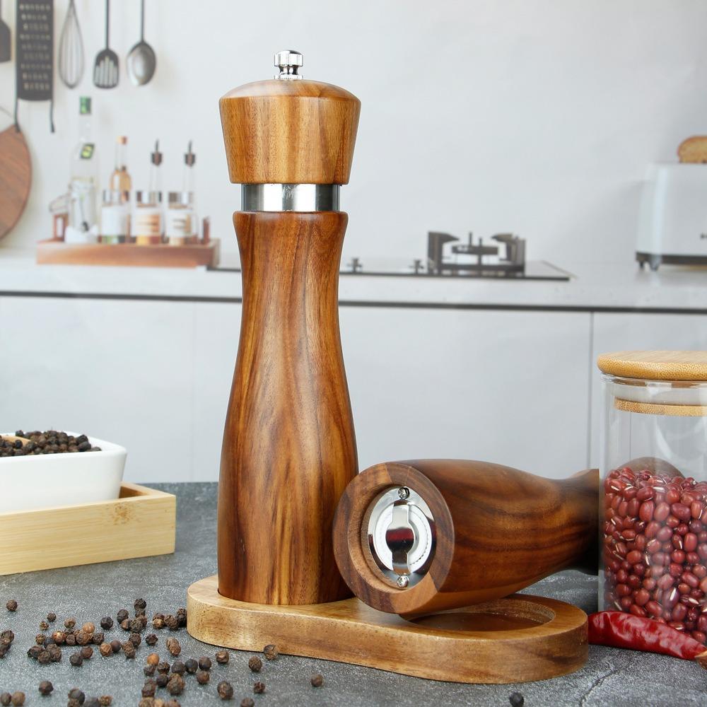 2pcs Manual Salt and Pepper Mill Ceramic Core Pepper Bottle Seasoning Tool Pepper Grinder  Cooking