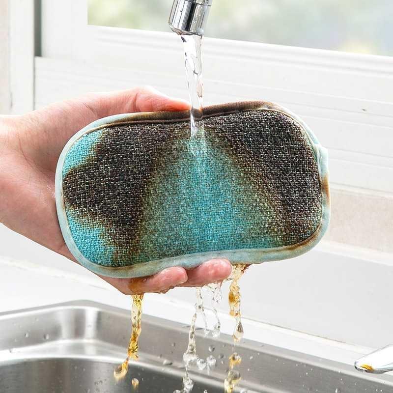 Double-sided Sponge Nylon Cleaning Cloth Kitchen Dishcloth Absorbent Microfiber Cleaning Brush Home Kitchen Towels