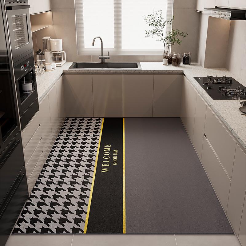 Geometric Diatom Mud Kitchen Floor Mat - Water-Absorbent, Quick-Drying, Stain & Wear Resistant