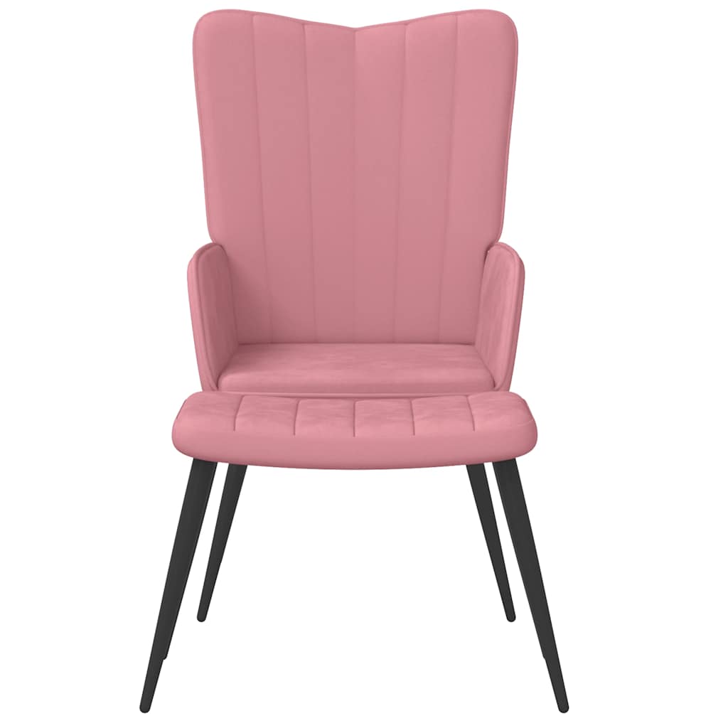 Vidaxl Armchair with Footrest, Pink, Upholstered In Velvet