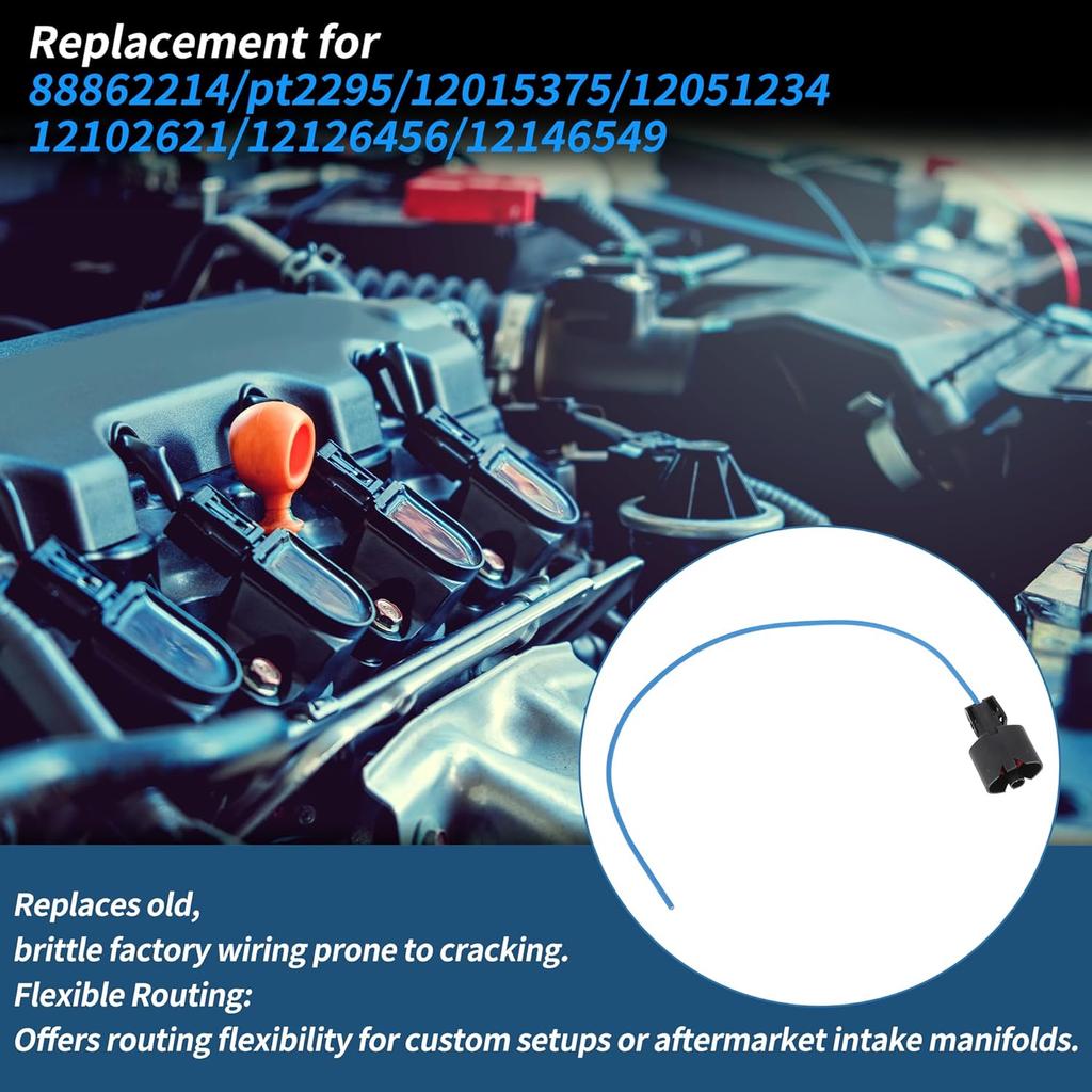 No.88862214 Knock Sensor Connector Pigtail Electrical Wire Harness for Chevrolet K1500 K2500 K3500 for GMC C1500 C2500 C3500 Pickup 1988-1990