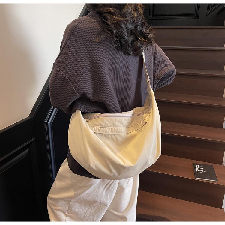 

Сумка кроссбоди большой вместимости литературная и простая сумка-полумесяц сумка-пельмень ленивый стиль повседневная однотонная сумка на плечо в стиле Мори сумка для класса хаки