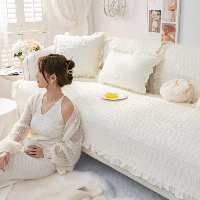 Cotton Sofa Cushion Four Seasons Universal Non-slip Fabric Simple Modern Living Room with Back Towel Cover Cloth