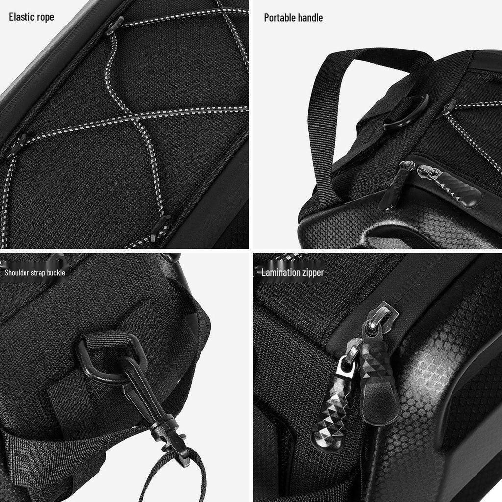 RZAHU Waterproof Bike Top Tube Bag with Dual Pouches and Phone Holder