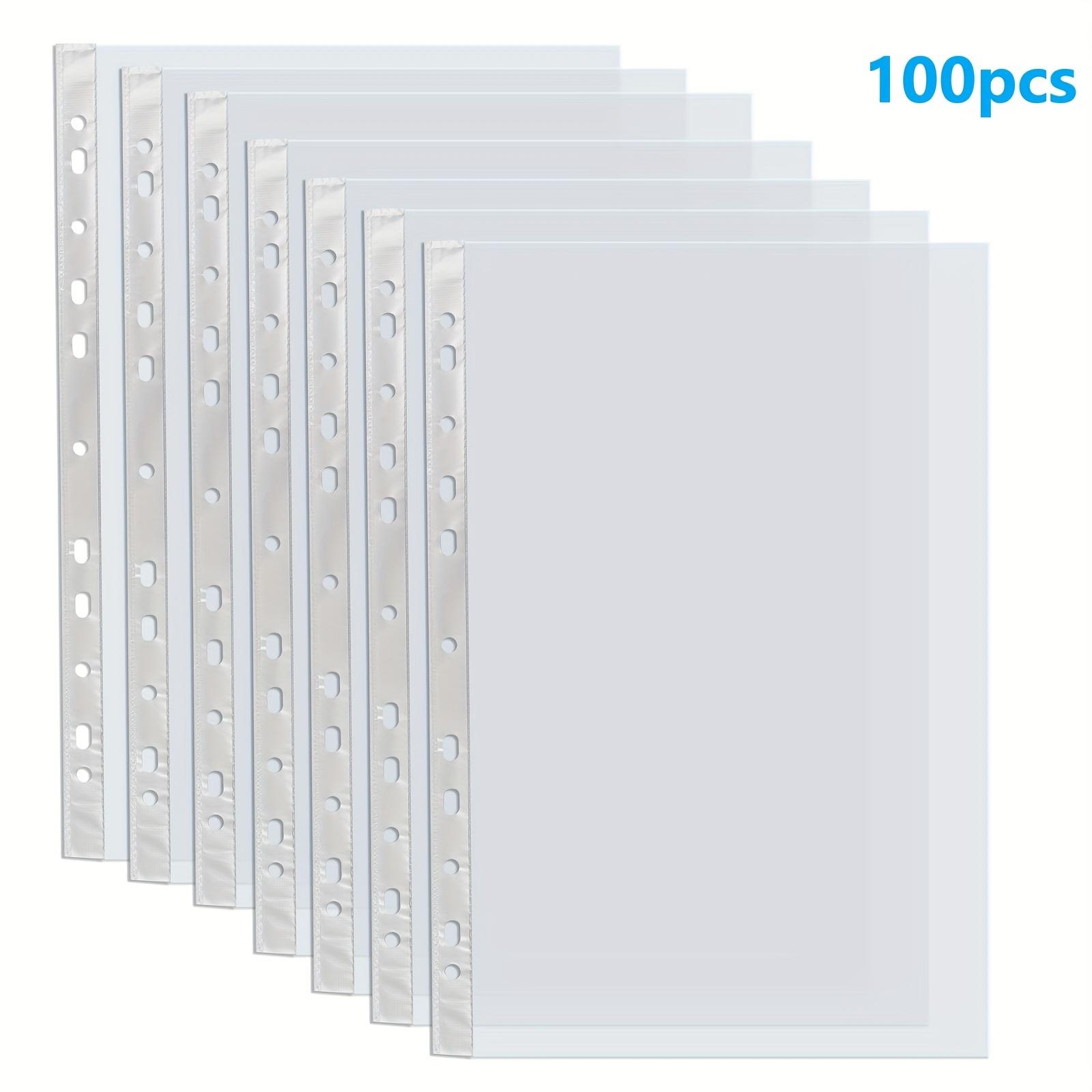 

100pcs Clear A4 Plastic File Bags - 11-Hole, 3-Ring Binder Compatible Document Protectors, Durable PP Material for Office School чистый
