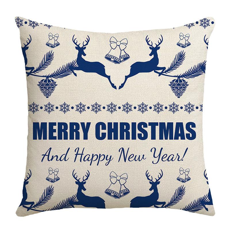 

Синий принт Рождественская снежинка Наволочка для подушки Дом День Благодарения Подушка Рождественский принт Хэллоуин Наволочка 45 * 45CM (excluding pillow core)