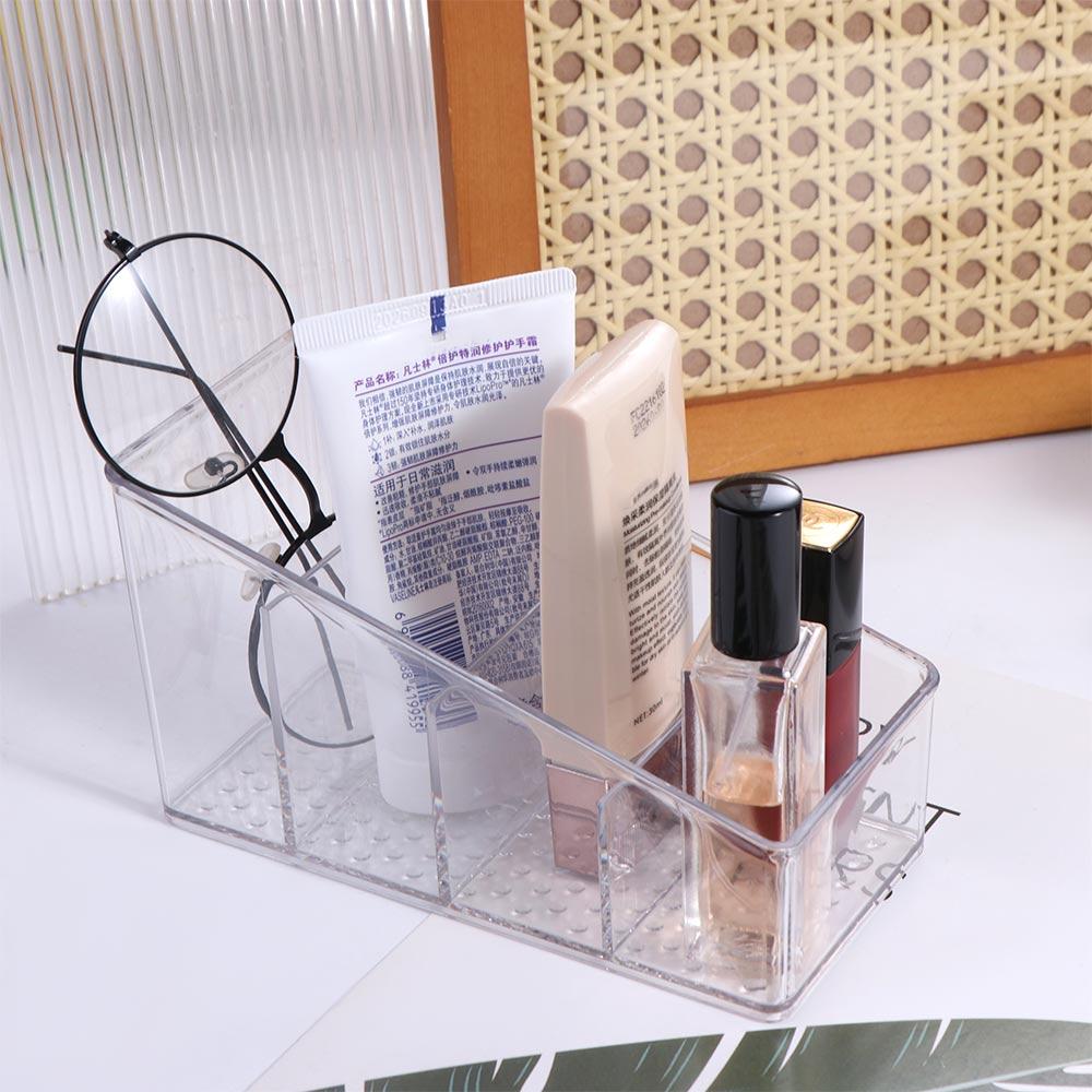 4přihrádkový úložný stojan na dálkové ovládání, průhledný a čirý stolní organizér na štětce na make-up