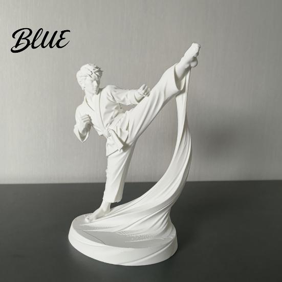 Display Case Ornament Martial Arts Karate Man Kick 3D Printed Statue White Figurine Sculpture Sculpture Taekwondo Character Desktop Ornament