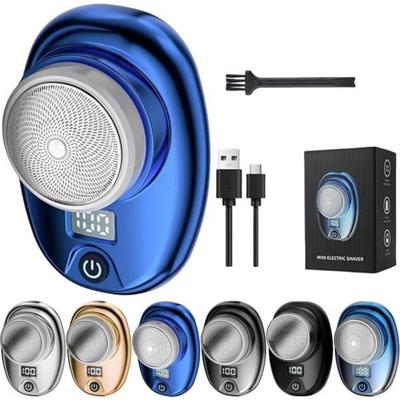 Mini Taşınabilir Elektrikli Tıraş Makinesi Seyahat Temelleri Hızlı Şarjlı Dijital LED Ekranlı Tip C Şarj Edilebilir Tıraş Makinesi Erkek Gümüş, Mavi, 1 Adet