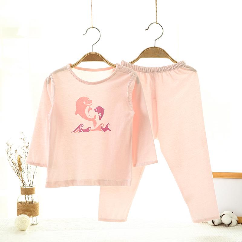 Children's Spring/Summer Cotton Pajamas: Tagless Long Sleeve Set for Boys and Girls