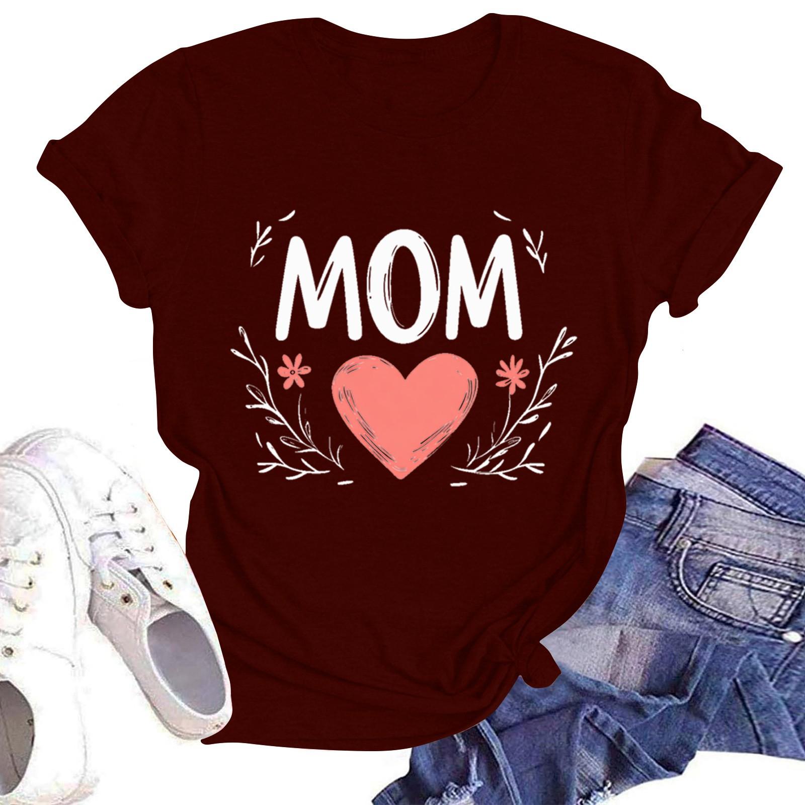 

Женская повседневная футболка с круглым вырезом и коротким рукавом XXL винный