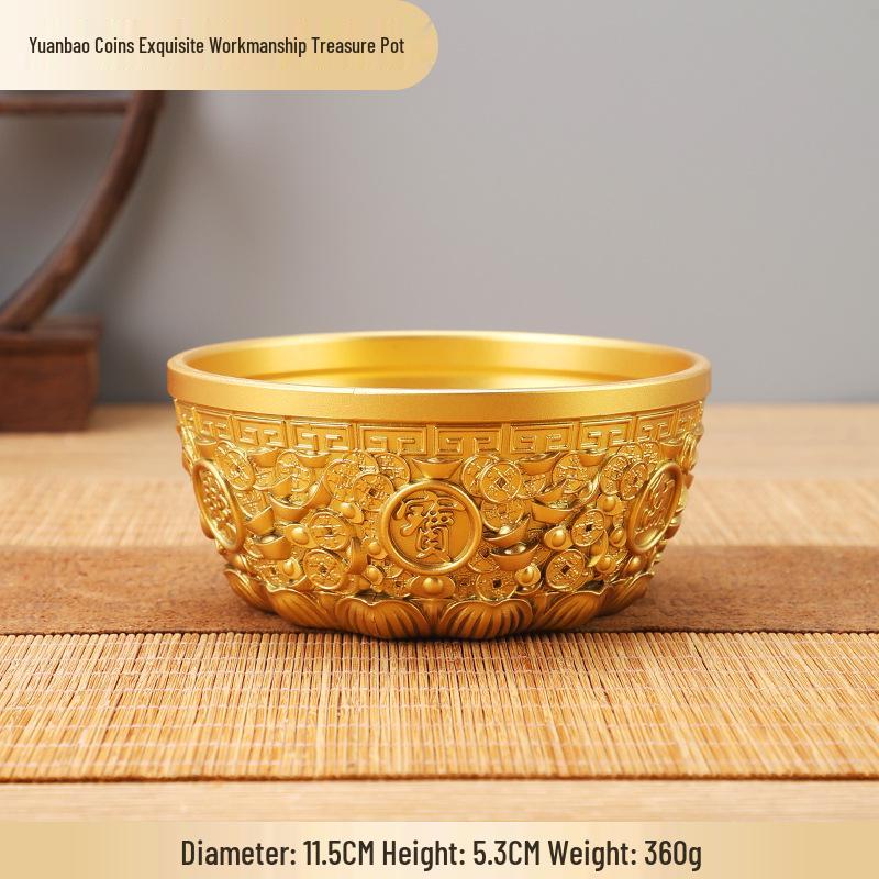 

Орнамент «Золотой латунный горшок с сокровищами» для дома или офиса - Привлекает богатство и креативность