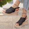 Fashion 2025 New Hollow Out Wedge Heel Sandals Women Summer Peep Toe Platform Sandles Woman Back Strap Thick Sole Rome Shoes Female 43