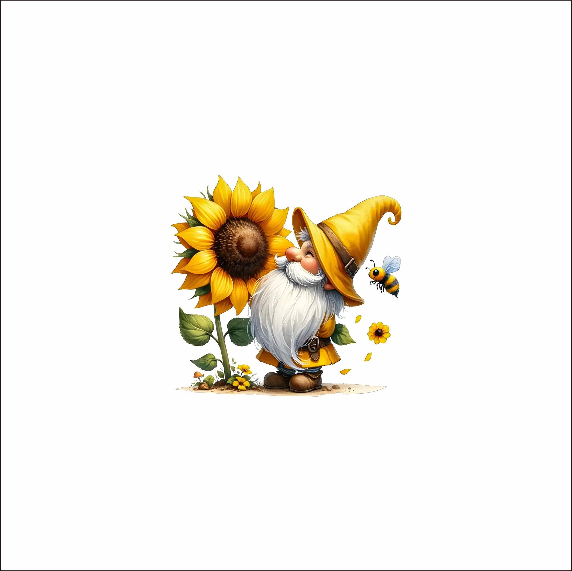 

Cartoon Sunflower Gnome With Bee Wall Sticker Waterproof Self Adhesive Living Room Bedroom Decor 29x30cm разноцветный