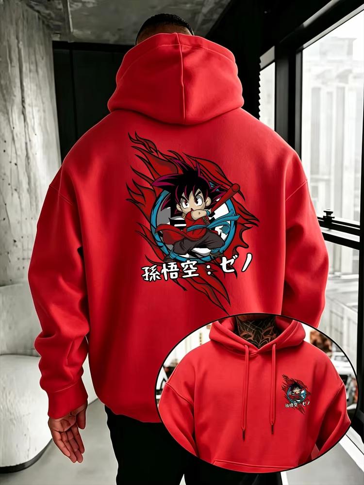 Dragon Ball Men's Hoodie Young Son Goku Print High Quality Warm Loose Fit Pullover