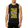Men's Sleeveless Casual Tank Top Muscle Fit Crew Neck Printed Graphic Labor Day Shirt Summer Workout Gym Vest
