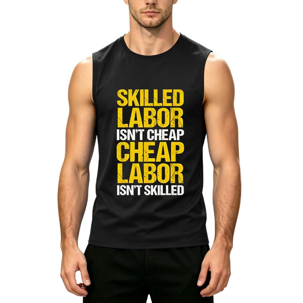 Men's Sleeveless Casual Tank Top Muscle Fit Crew Neck Printed Graphic Labor Day Shirt Summer Workout Gym Vest