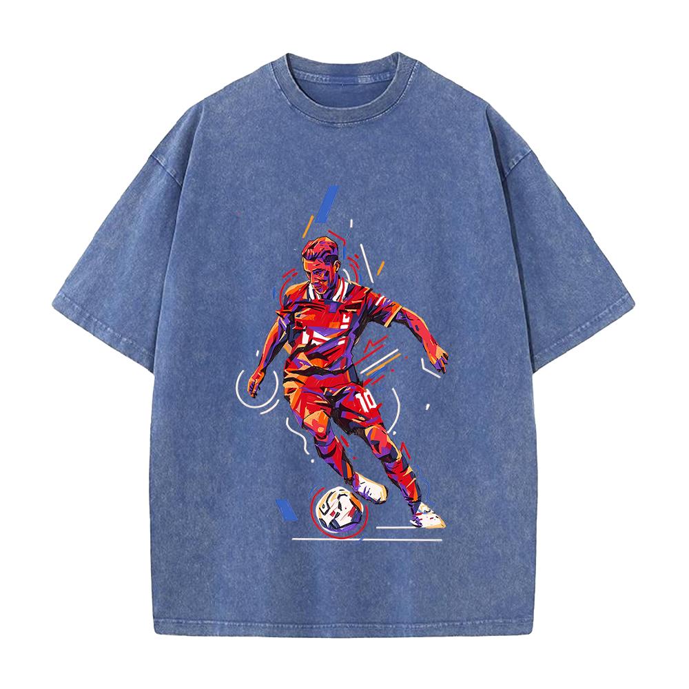 Trendiges Bedrucktes T-Shirt Herren Damen Kleidung Vintage Gewaschenes Oversize T-Shirt Sommer Kurzarm Baumwoll Tops
