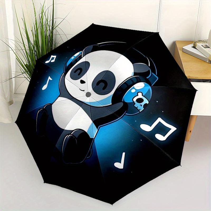 1 Stück Panda Beats Auto Auf/Zu, Ganzjahres-Tragbarer Faltregenschirm für Damen & Herren, Reisen, Alltag, Formelle Anlässe - Kompakter Luxus-Sonnenschirm, Outdoor