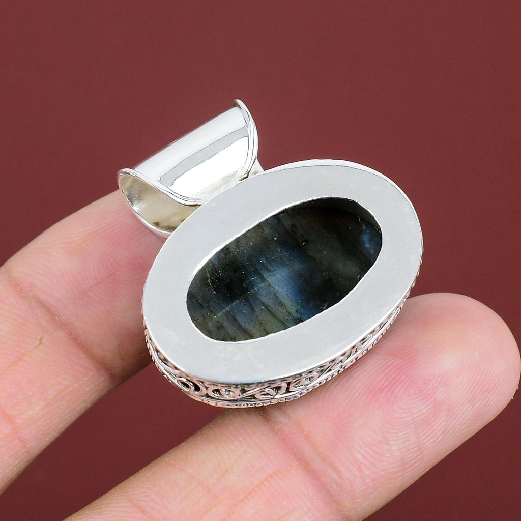 Mystisk eld Labradorit Hänge Naturlig Ädelstenssmycken 925 Sterling Silver Hänge Handgjort Hänge Antikt Vintage Smycken Gåvor Till Hustru