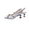 Summer 5cm Middle Heel Peep Toe Women High Heel Sandals Fashion Modern Party Dress Shoes Black Silver Multiple Colors Breathable Footwear