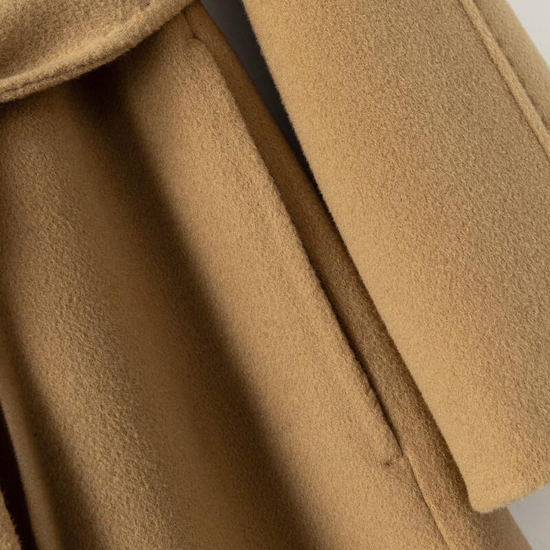 Women's Minimalist Wool-Cashmere Tie-Waist Long Coat