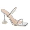 New Silver Transparent High-heeled Shoes for Women Wearing Rhinestones with Fashion Wine Glasses and Fairy Style Stiletto Sandals for Women