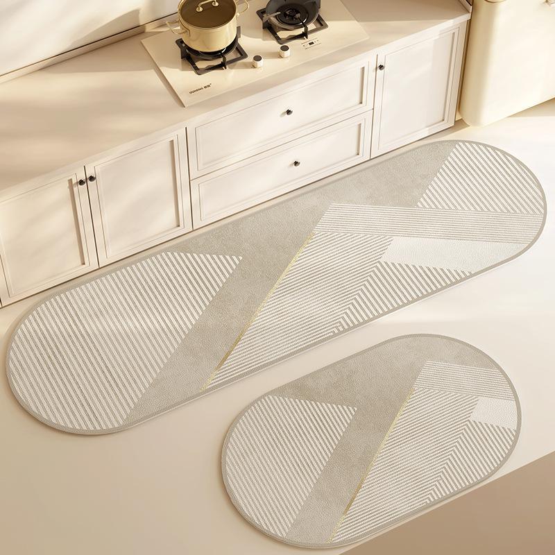 Diatom Mud Kitchen Floor Mat Dirt-resistant Anti-slip Mat Wasabi Wind Absorbing Quick-drying Foot Mat Long Two-piece Set