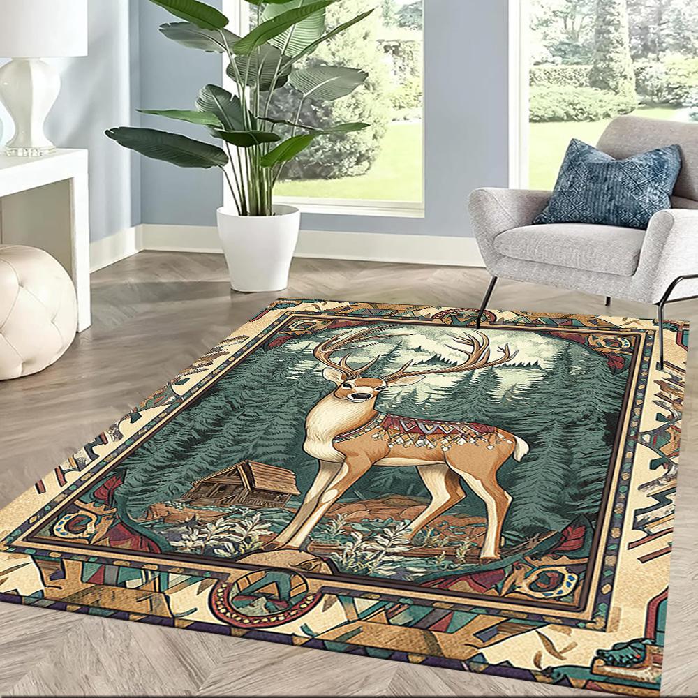 Deer Floor Rug Office Rug Design for Foyer Decorate Room Living Rooms Entryway Anti-slip Rug Office Home Decor Birthday/Christmas Gift