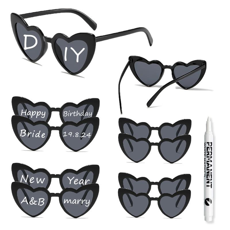 KAMMPT 10 Pairs Heart Sunglasses Women Party Festival Rave Gifts Trendy DIY Decor Sun Glasses
