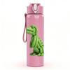 1PC Green Crocodile Cartoon 750ml Color Plastic Sports Water Bottle Leakproof Flip Straw Lid Suitable for Sports Office Home Use