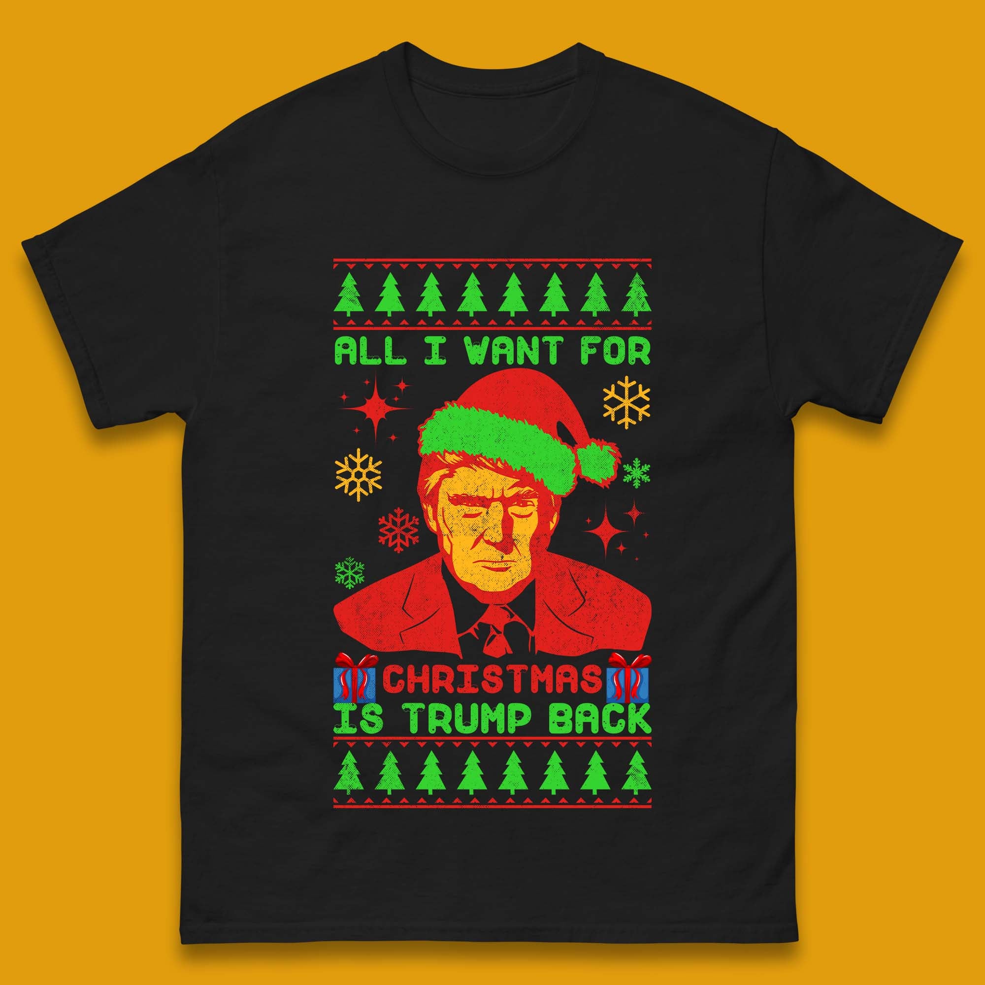 Trump Back Christmas Mens T-Shirt Womens Tops Tees S