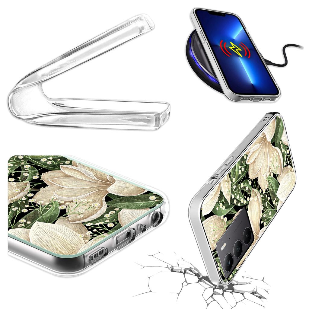Etui Do Realme C75 / 14X 5G Obudowa Foto Case Plecki Kwiaty + Szkło 9H