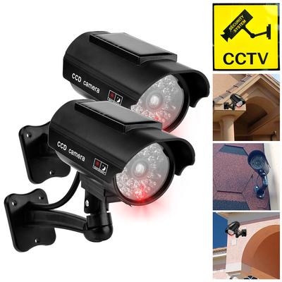 Cámara de Vigilancia Falsa a Prueba de Intemperie con Luz LED Roja Intermitente Cámara de Seguridad CCTV Disuasorio Antirrobo Uso en Interiores o Exteriores
